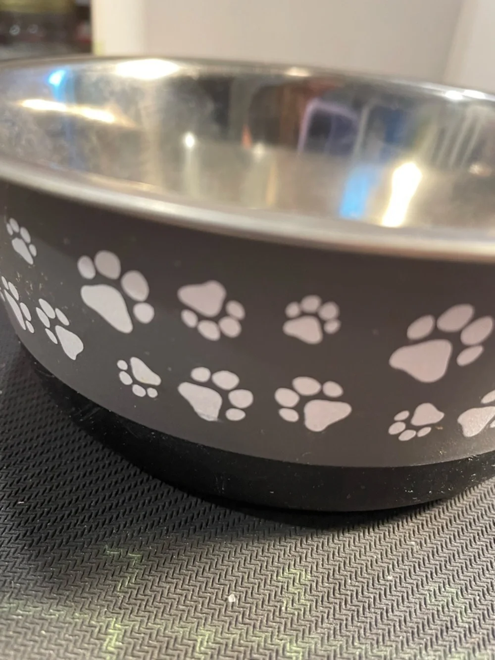 Pet Paw Print Stainless Steel Bowl with Non-Slip Slow Feeder
